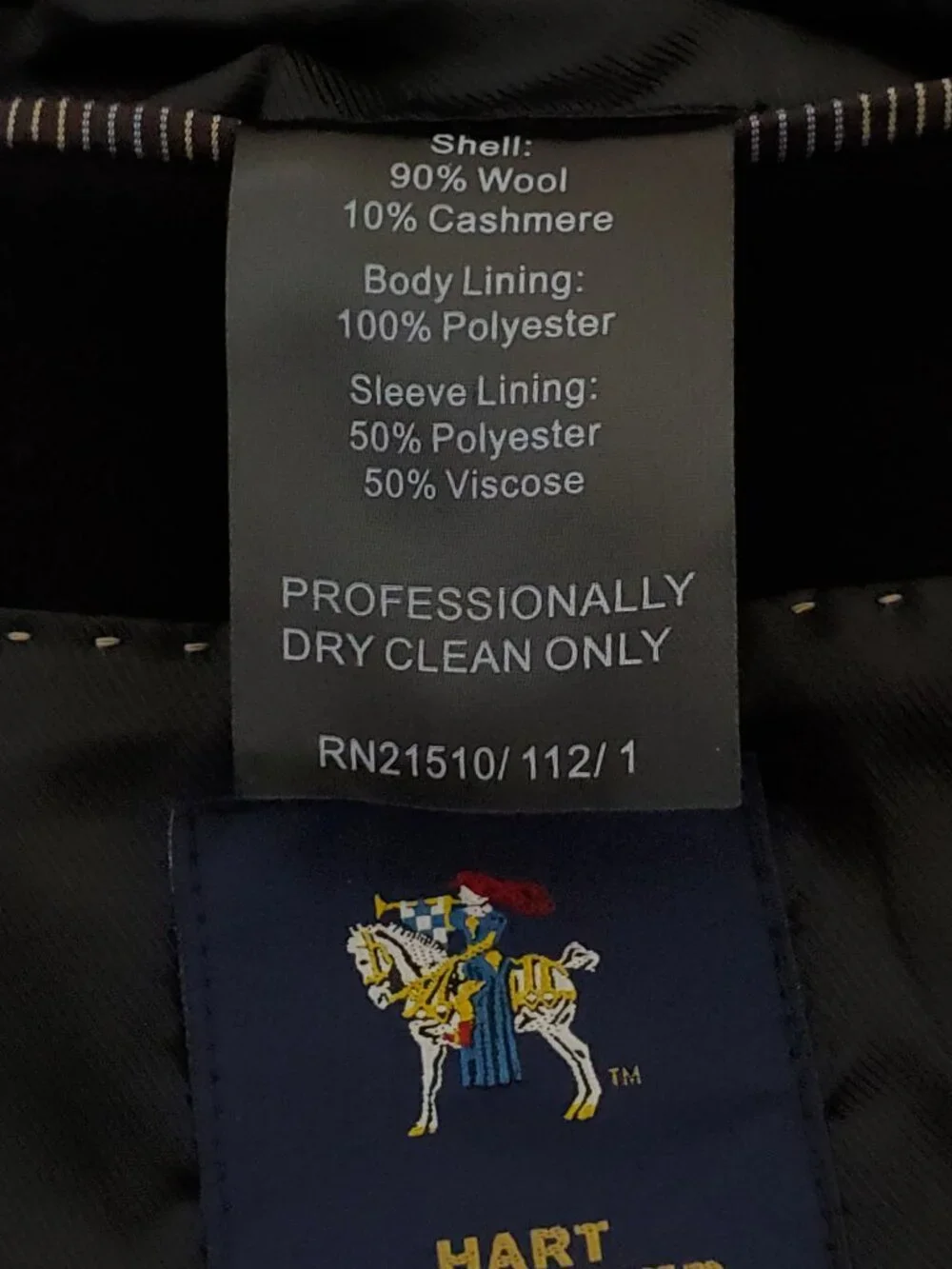 HART SCHAFFNER MARX Mens Size 46L Sheffield Cashmere Wool Black Classic Overcoat